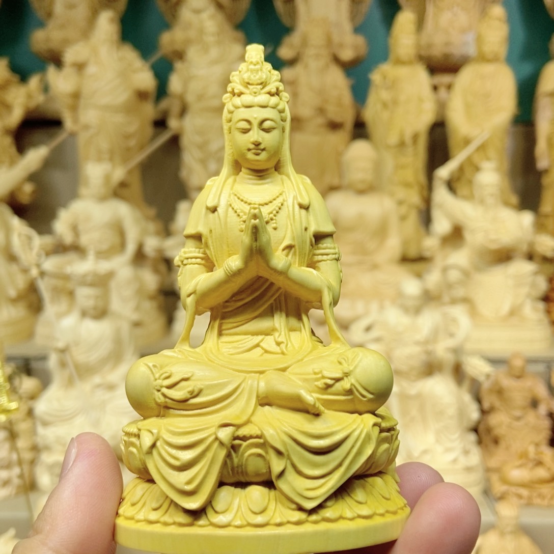 木自在观音高度11公分黄杨木材质