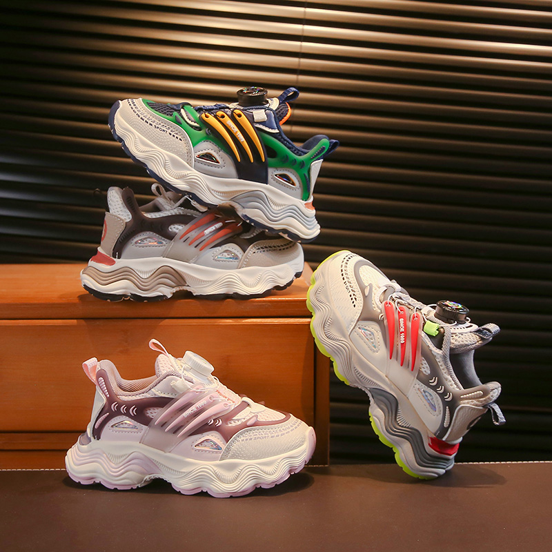 儿童春秋季女童休闲百搭男童旋转扭扣老爹鞋中大童跑步运动鞋0608