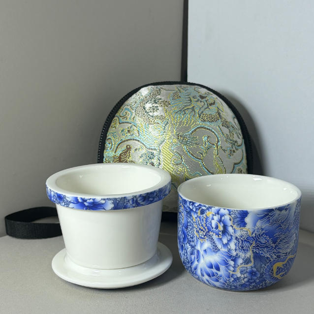 ZHTJ485-祥龙随手泡茶杯陶瓷材质茶水分离可一人饮办公家用茶杯