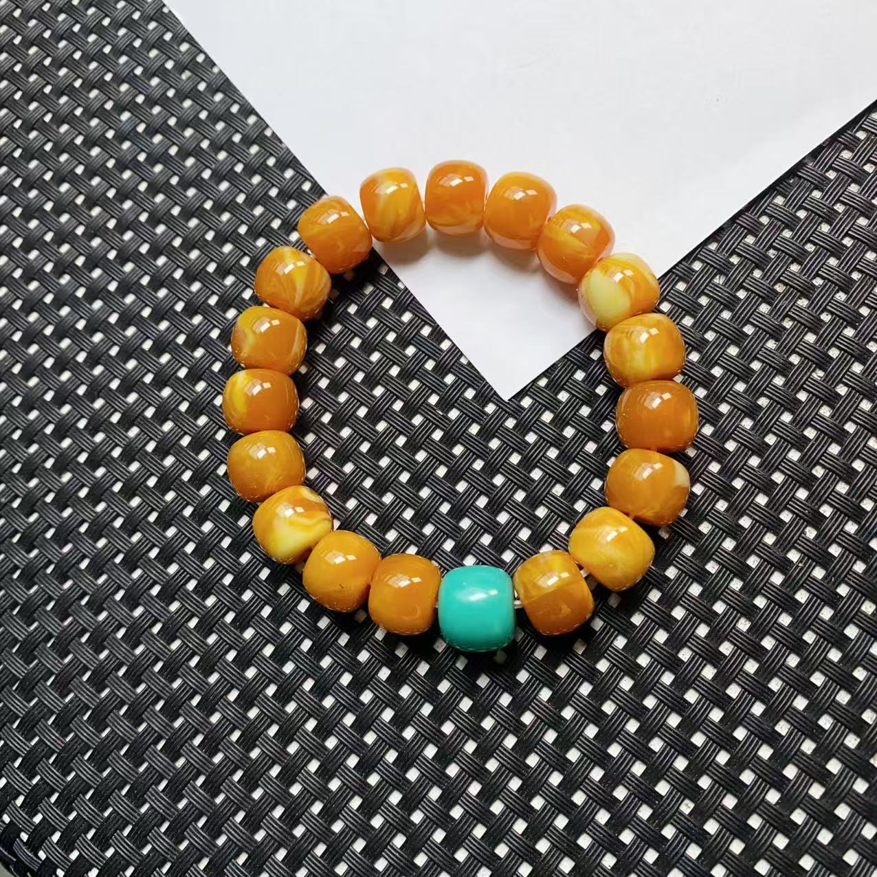 [石矿]A846黄密桶珠手链12M