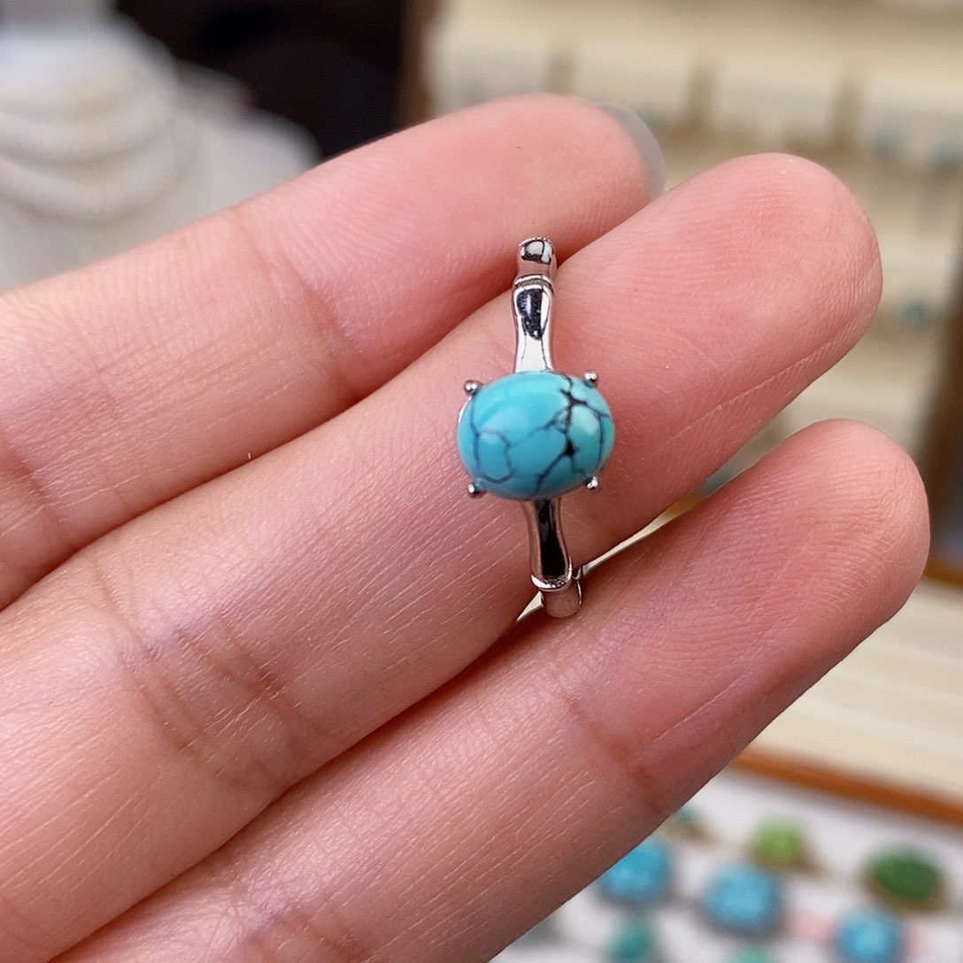 绿松石戒指银S925镶嵌