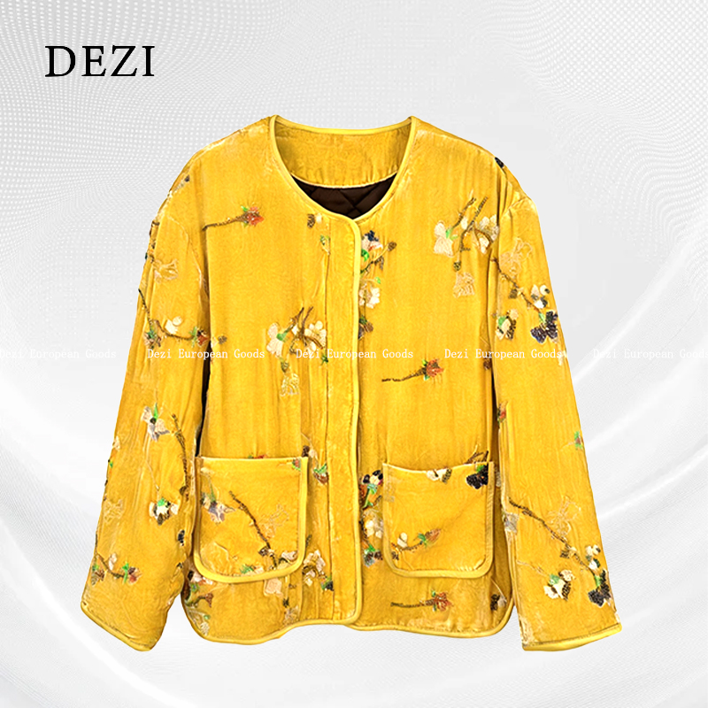 DEZI刺绣常规女棉服中式国风女士羊毛绒服D607899