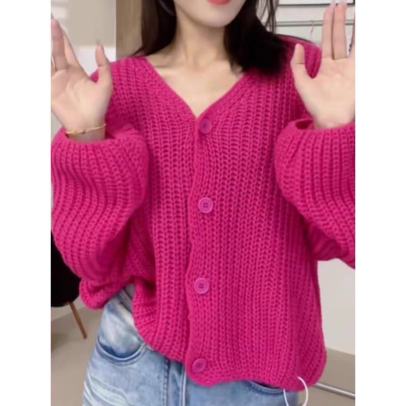 短款毛衣开衫外套女秋冬季显瘦韩版休闲洋气百搭针织衫上衣时尚