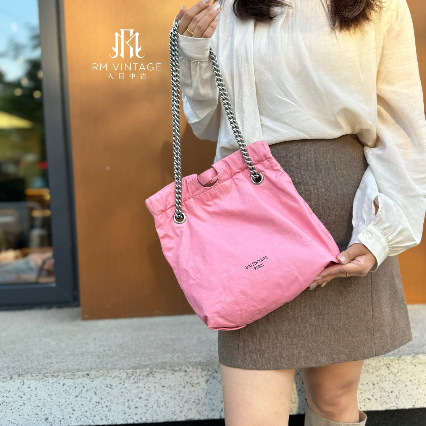 95新 Balenciaga/巴黎世家 入目 新款粉色单肩包 32377