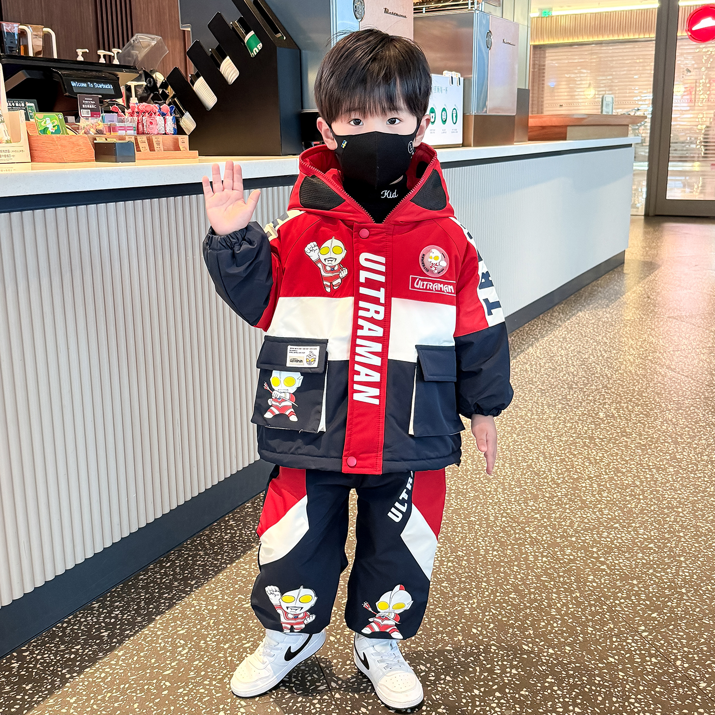 奥特曼衣服男童加绒套装冬季儿童加厚衣服2025新款小男孩宝宝冬装