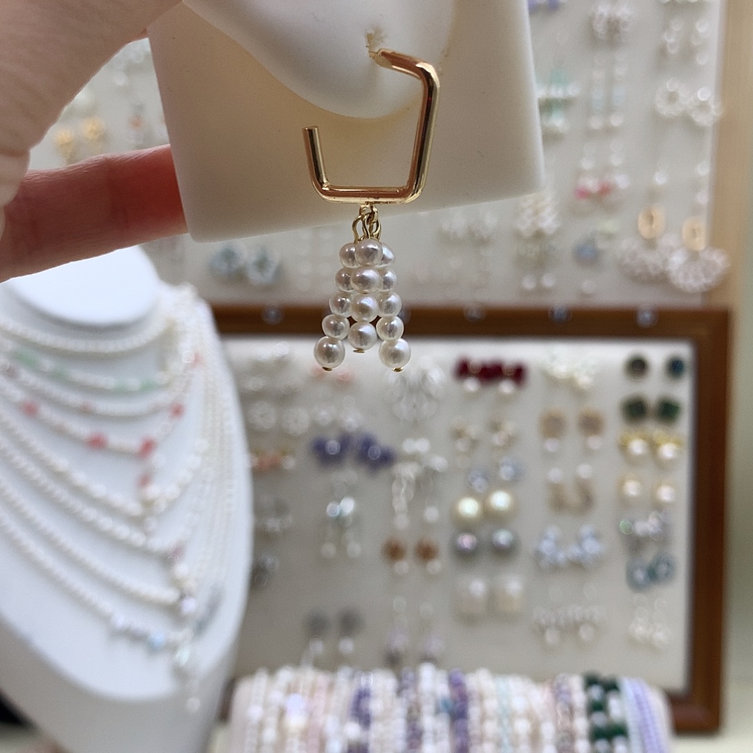 淡水珍珠耳饰银S925镶嵌