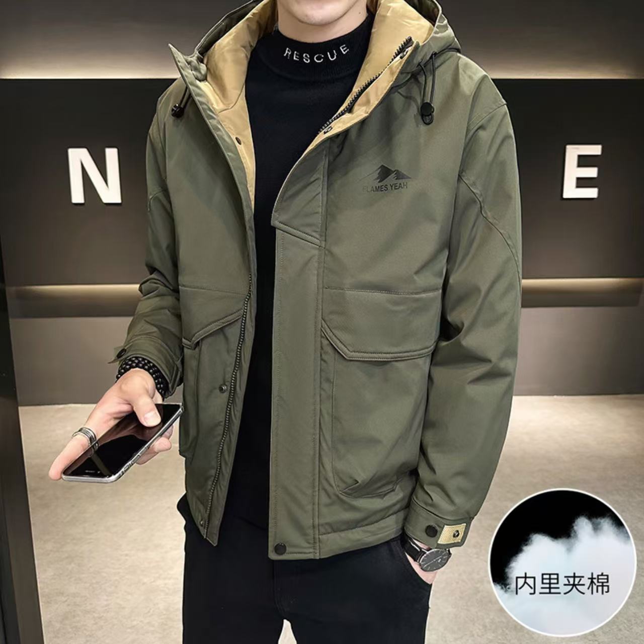 TUCANO/啄木鳥2024新款男休闲棉服夹克外套加厚宽松休闲夹克外套