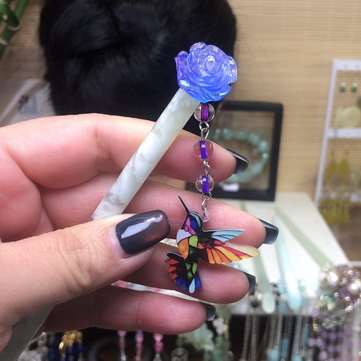 蛇纹石玉未镶嵌发簪