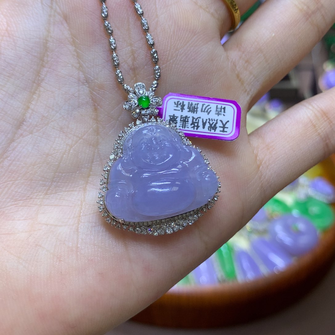 【闪购商品】翡翠18K金镶嵌颈饰高****心翡翠