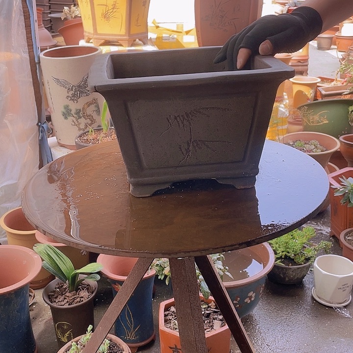 25灰色四方花盆花盆