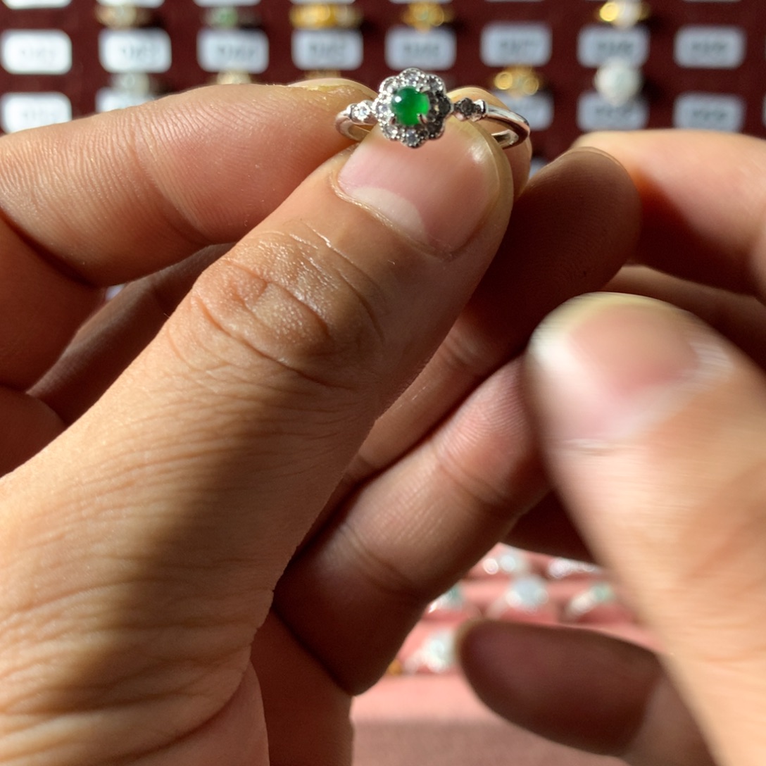 战***～翡翠银S925镶嵌戒指667