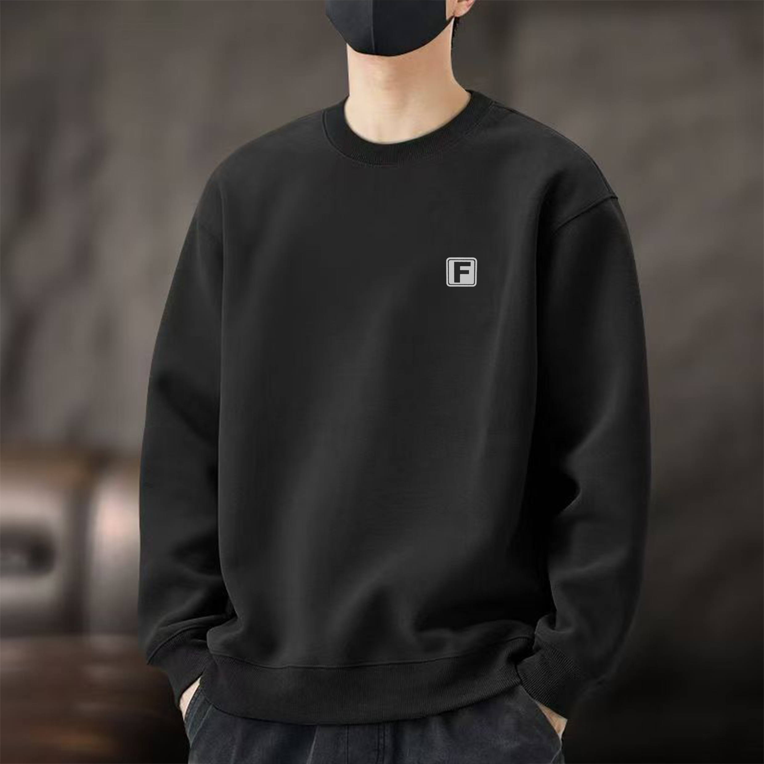 秋冬卫衣百搭长袖休闲百搭时尚运动男士上衣圆领卫衣（F）