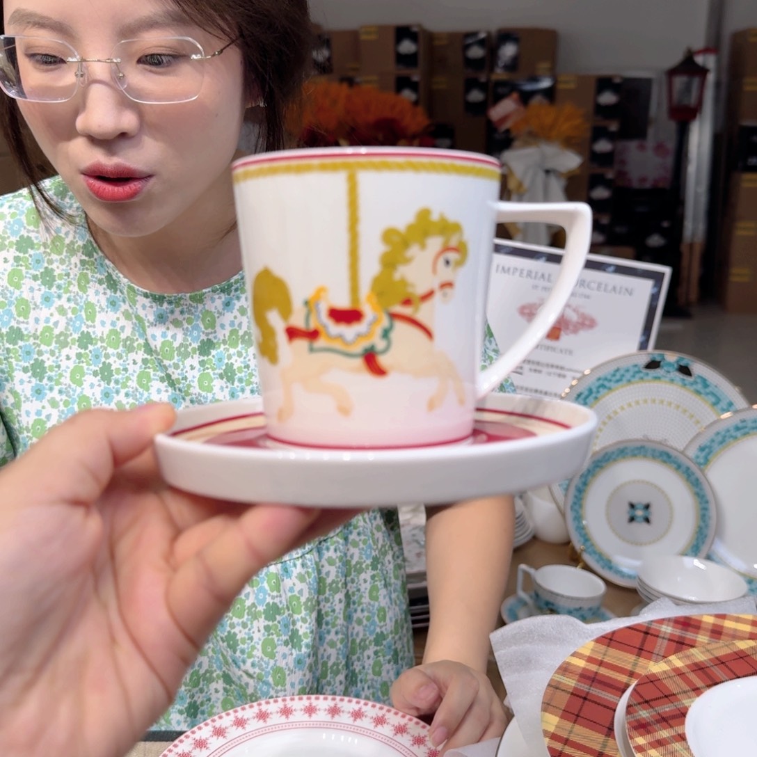 骨瓷骨瓷咖啡杯碟一套400ml外贸骨瓷
