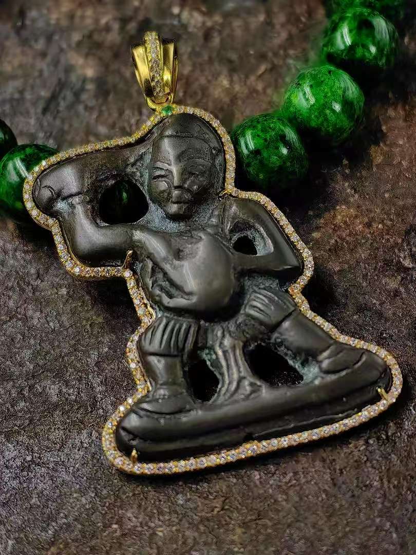 铜合金吊坠 藏传爆老托甲天铁金刚手