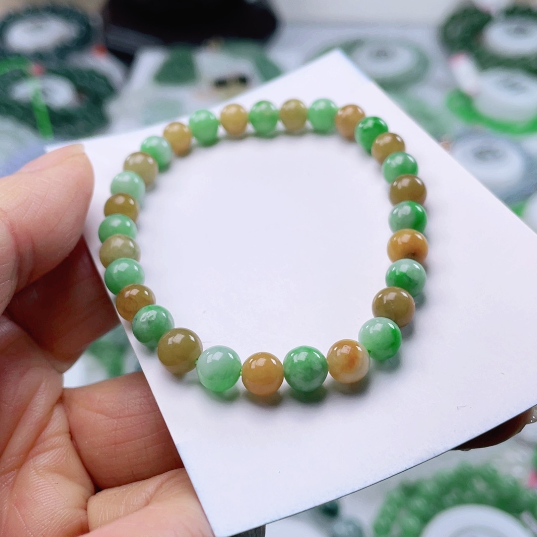 翡翠手链未镶嵌天然翡翠手串6mm