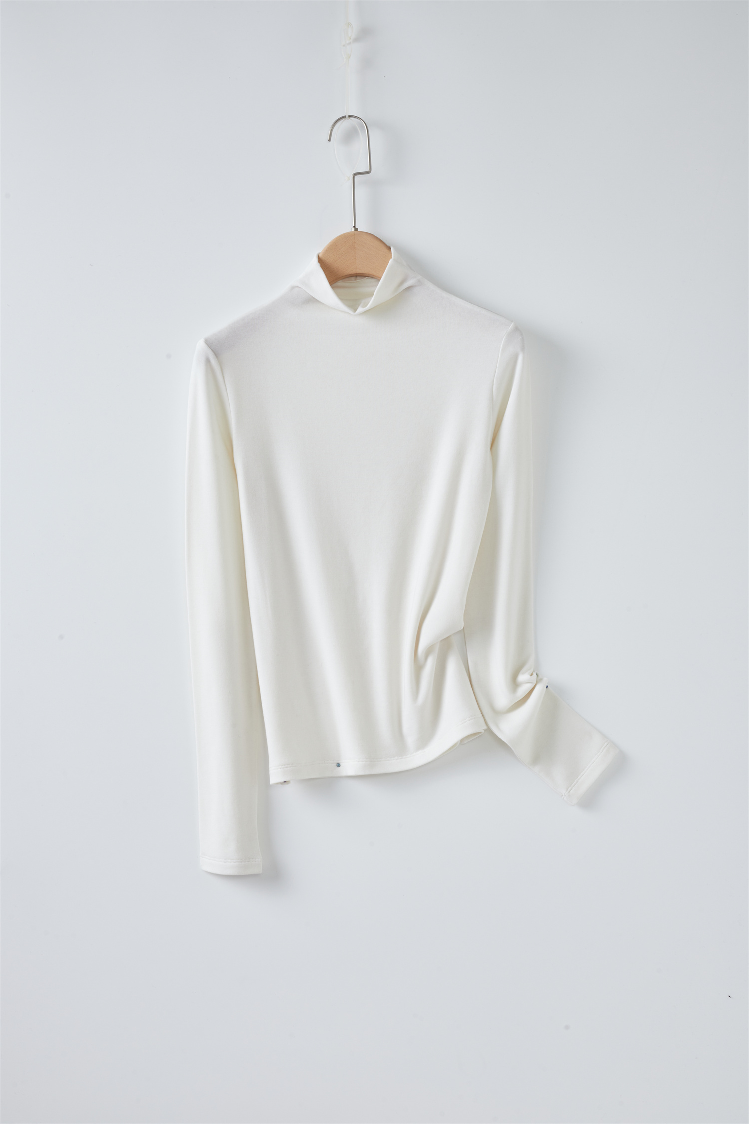 桑蚕丝莱赛尔天丝混纺秋冬宽松型百搭堆堆领长袖针织衫