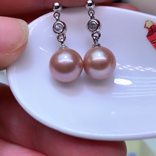 淡水珍珠耳饰银S925镶嵌