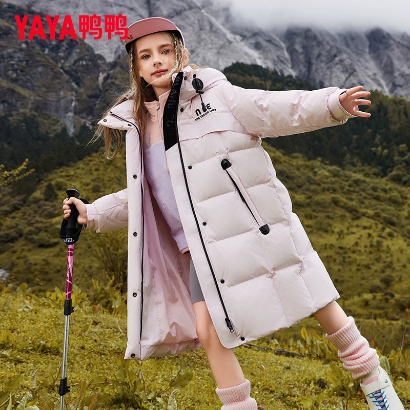 鸭鸭精选【极寒系列】加厚中长款时尚儿童羽绒服120-160cm G9033