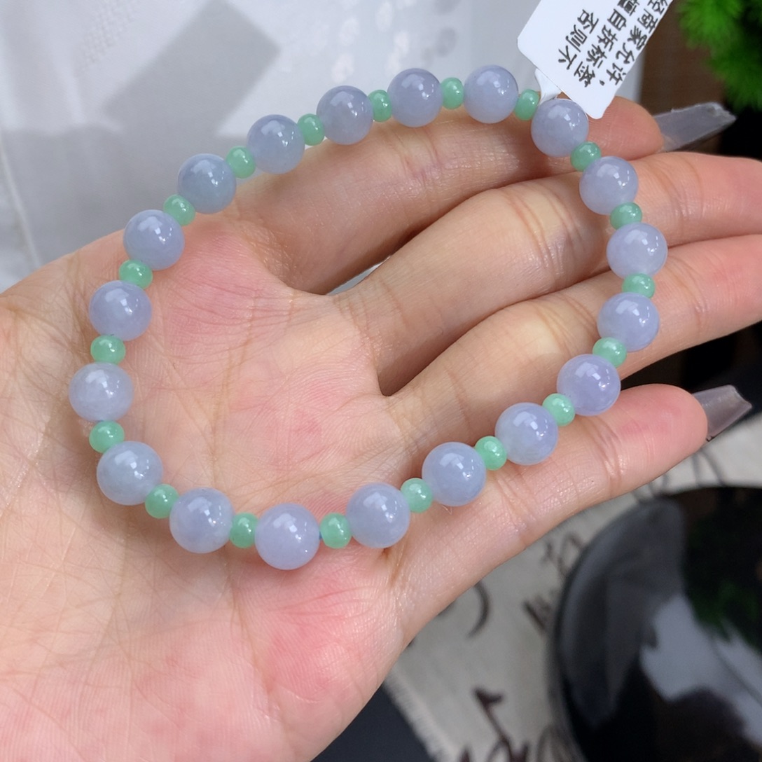 翡翠手链未镶嵌卡3.8-7冰胶双彩手串