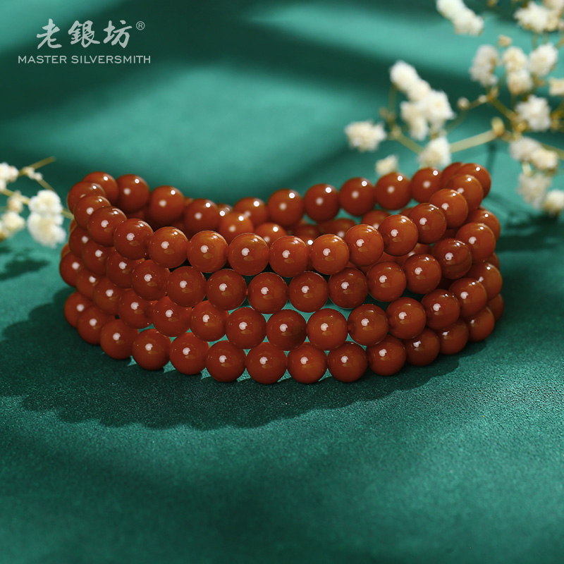 【老银坊】108颗多圈玛瑙手串8mm 0035466