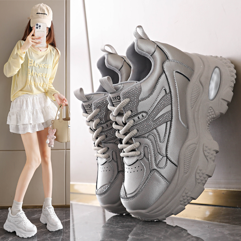 内增高女鞋2025秋季新款百搭厚底运动鞋网红爆款百搭休闲老爹鞋女