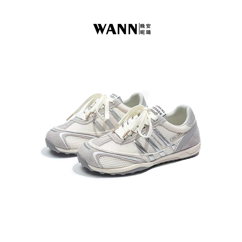  WANN/晚安呢喃 跟高4cm 时尚百搭透气网面复古德训鞋