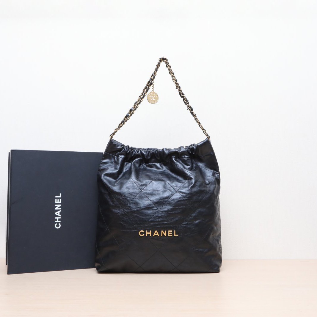 95新 Chanel/香奈儿 活动黑黑22Bag Tote托特包 大号 芯片开 