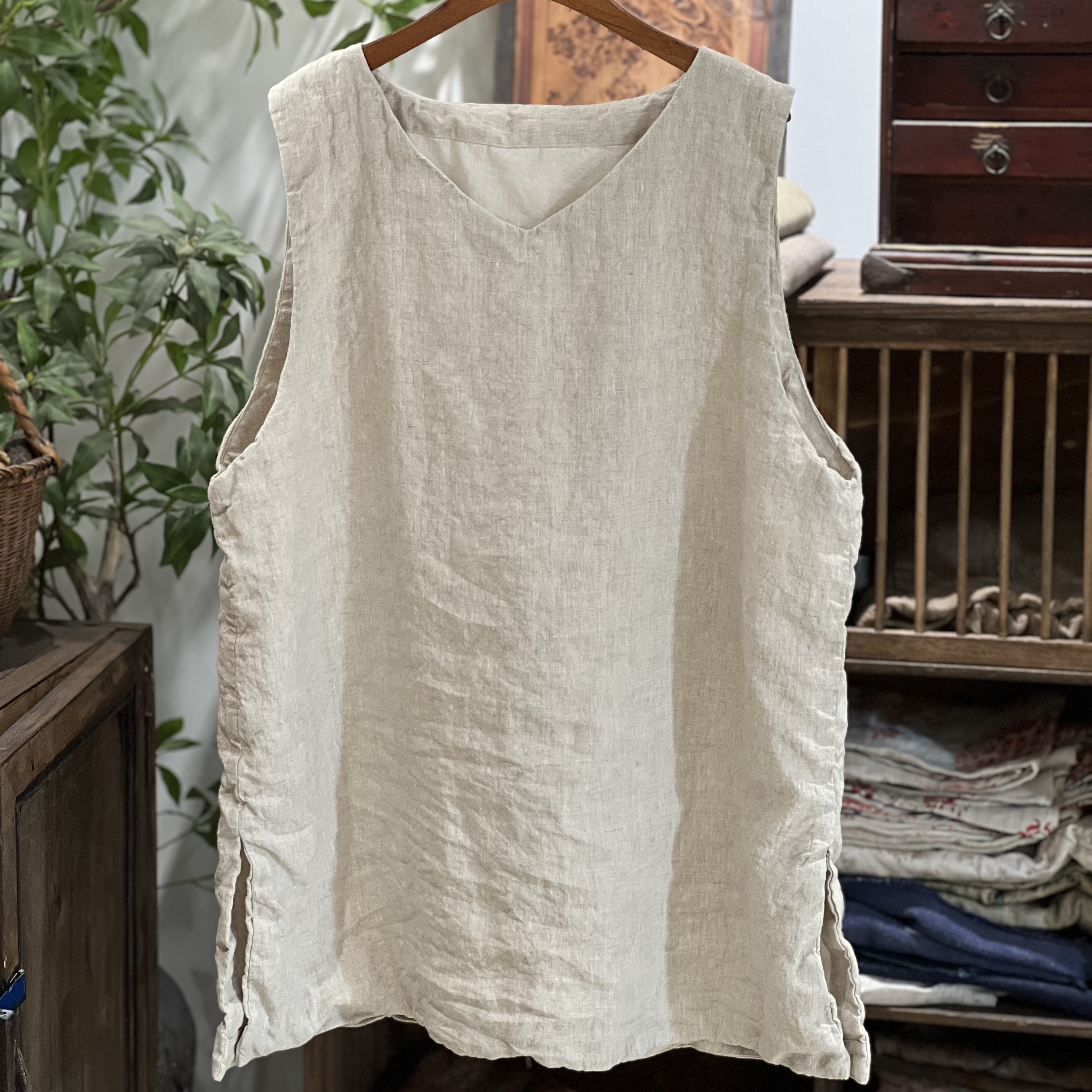 FZ1103 雨露亚麻双层背心