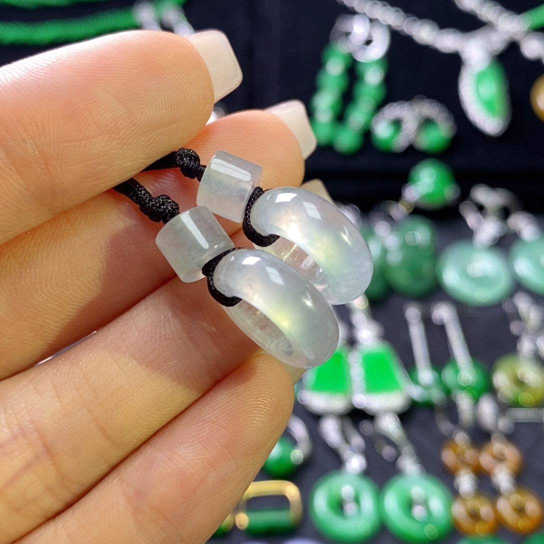 翡翠未镶嵌耳饰高冰轮胎圈