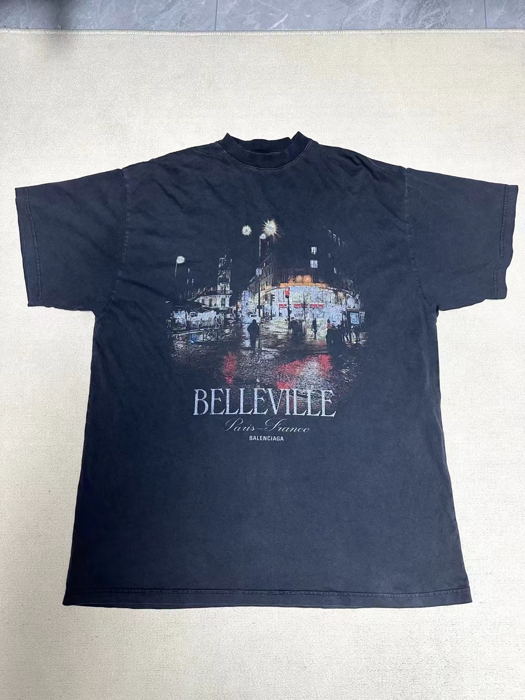 99新 Balenciaga/巴黎世家 24Fw纪念品系列 Belleville 水洗T恤