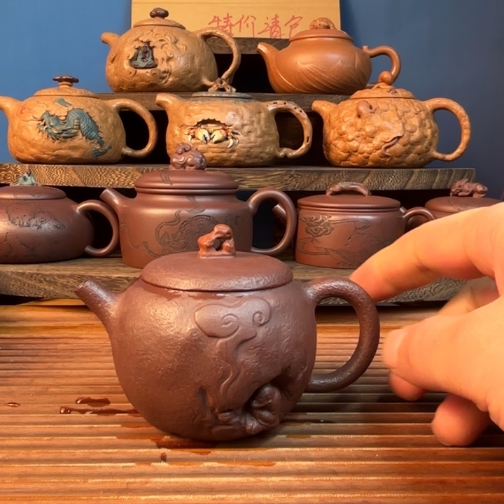 原矿老紫泥达摩悟道160cc紫砂壶