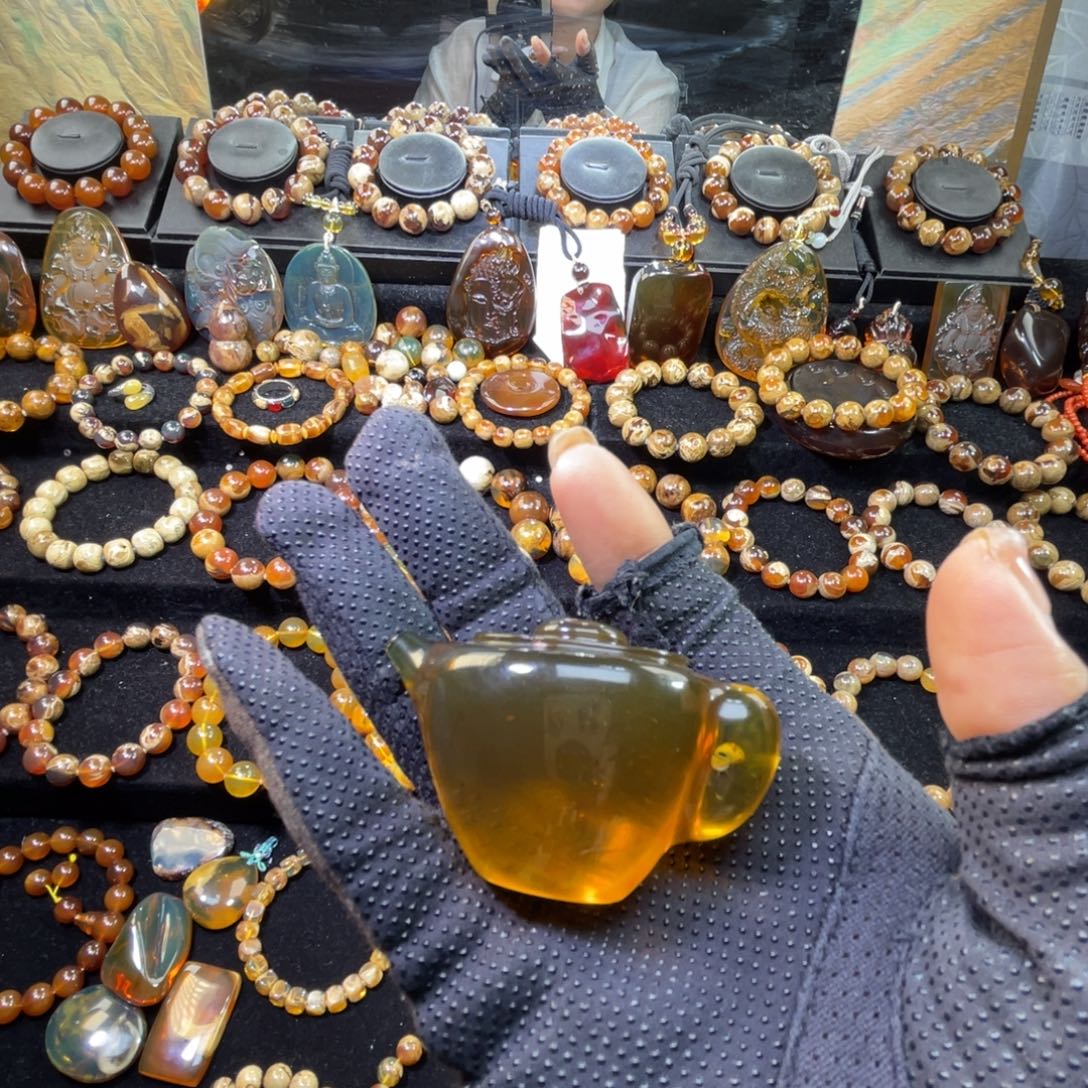 琥珀未镶嵌手串壶壶