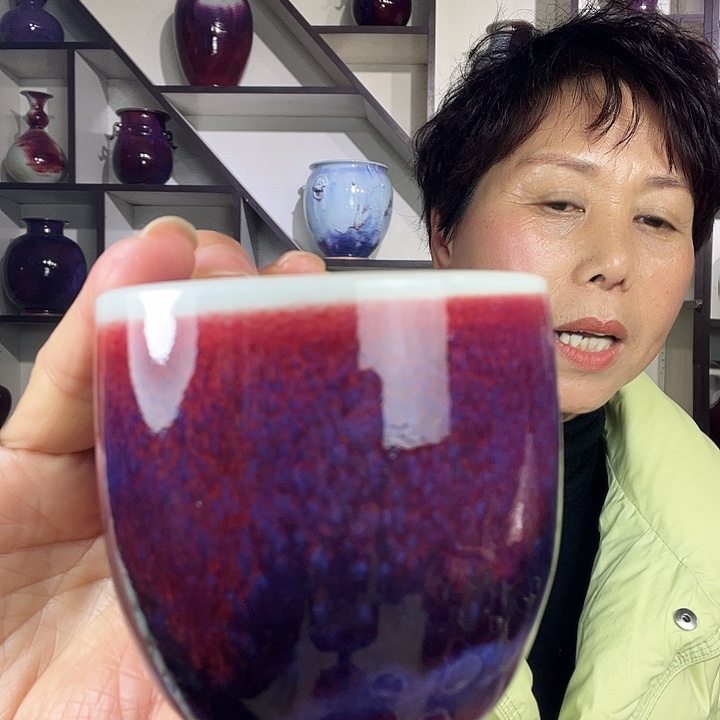 瓷片钧瓷手工艺品杯子