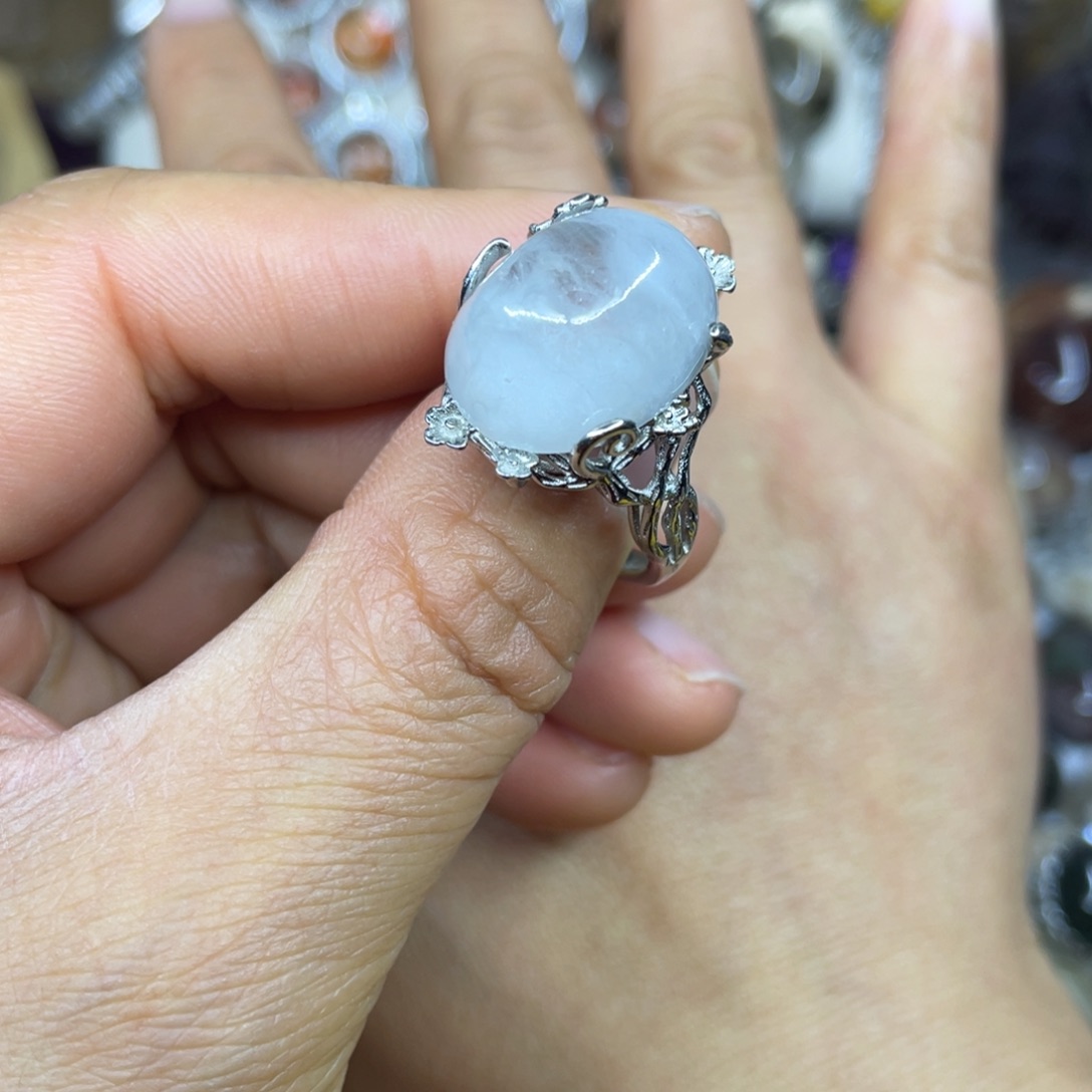 【闪购商品】银S925镶嵌珠宝半成品水晶戒指