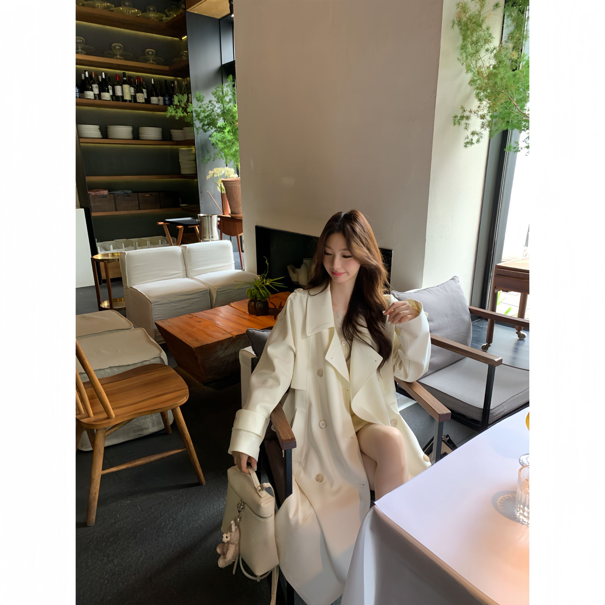 【许妍风衣】赵露思同款UM家原版2025秋新款杏色韩版气质风衣外套女