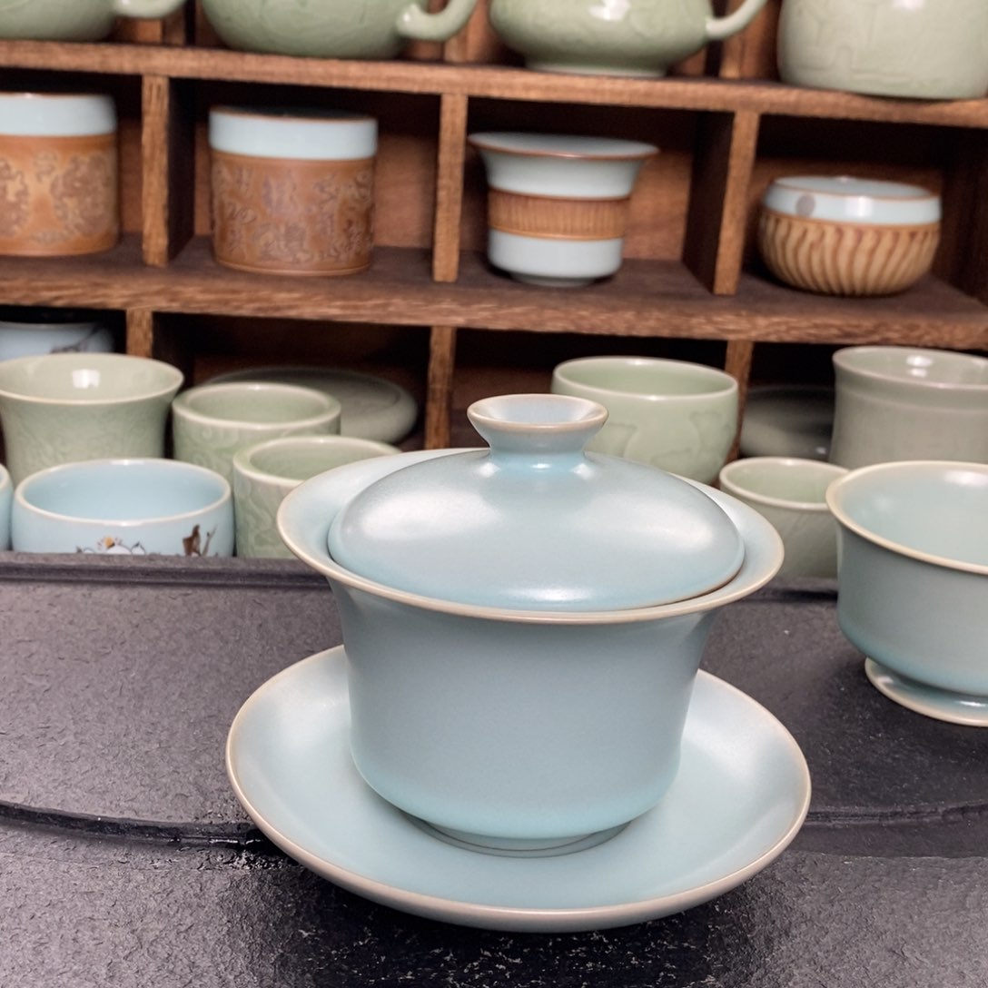 【闪购商品】仿古马蹄盖碗微微瑕。。。。