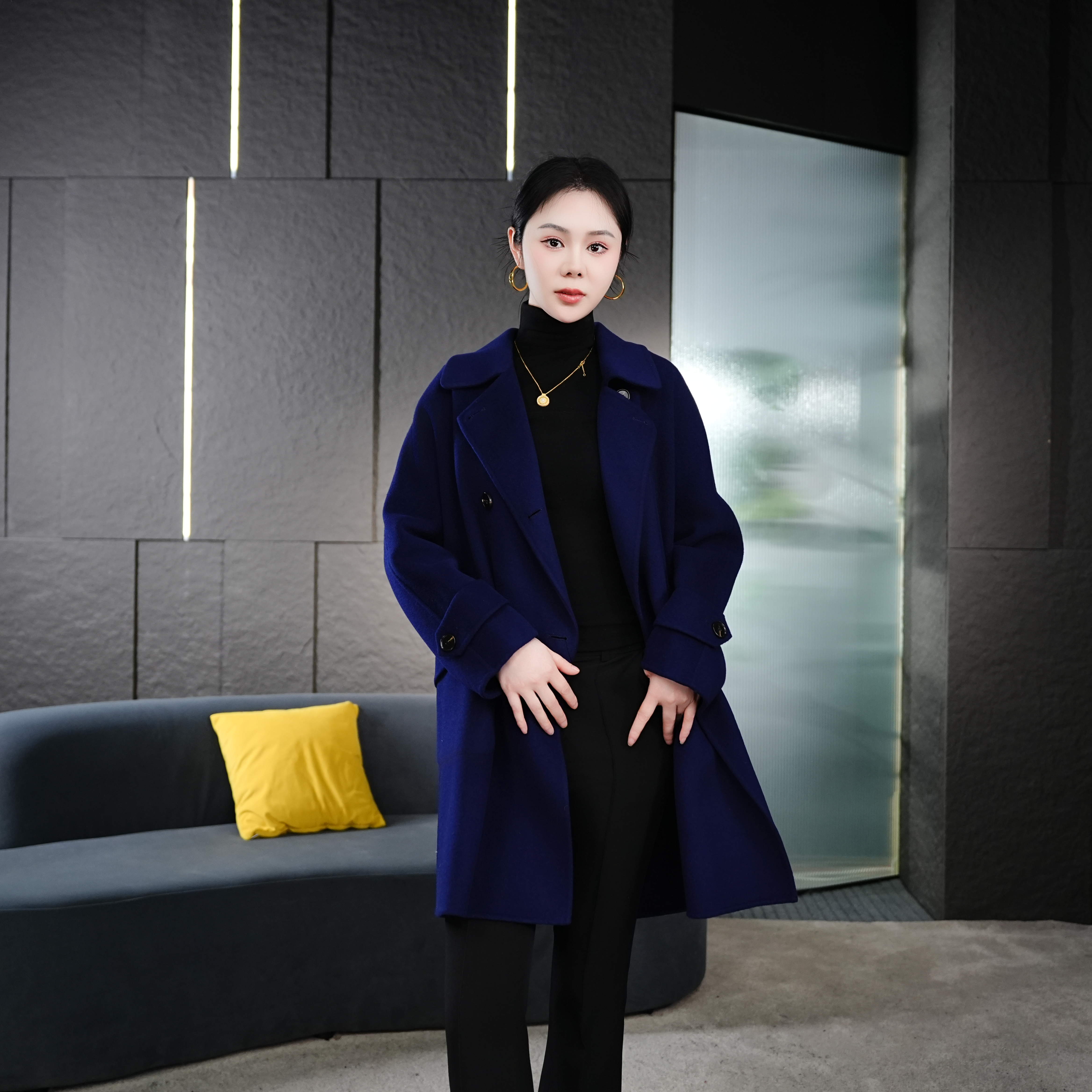 Falaibang/法莱邦GP150宝蓝羊毛大衣