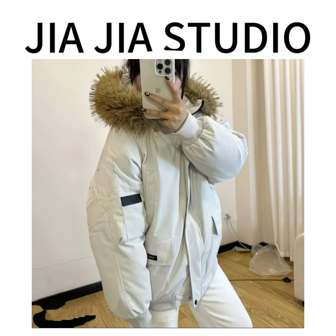 嘉嘉推荐#6616【冬季加厚款】魔术贴可拆卸毛领棉服外套