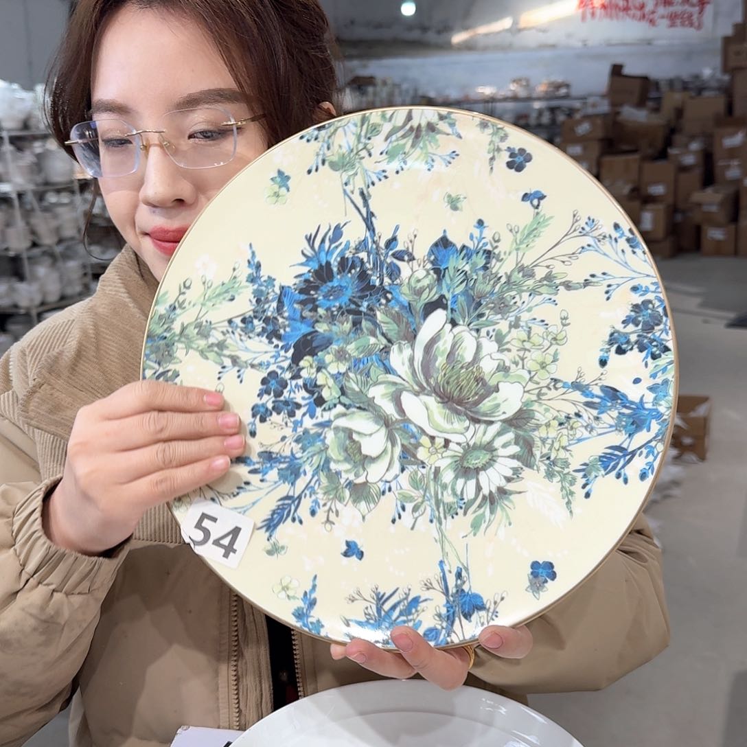 瓷高骨12英寸平盘30.5cm一个外贸尾单