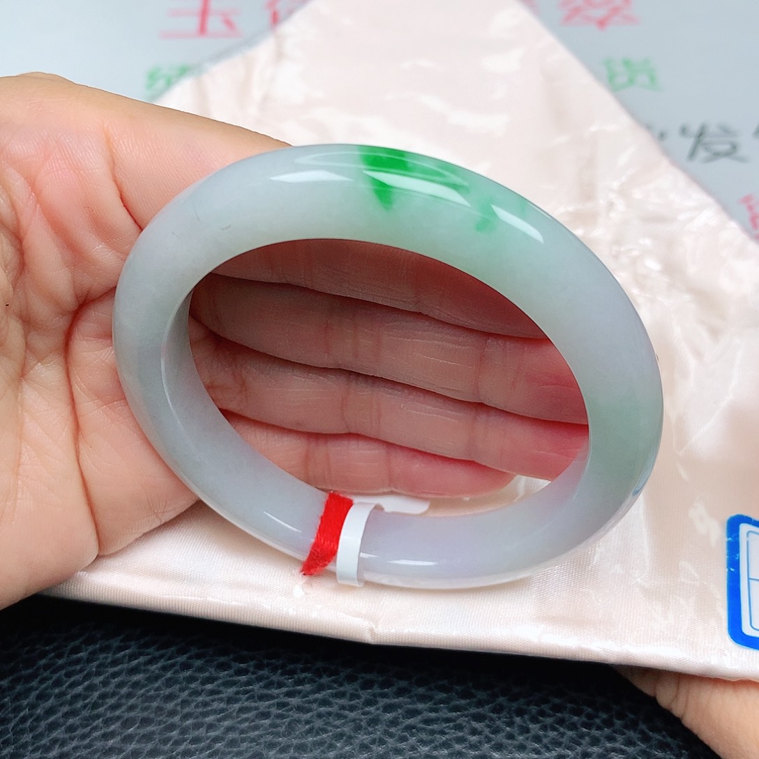 未镶嵌手镯翡翠阳绿白底青16