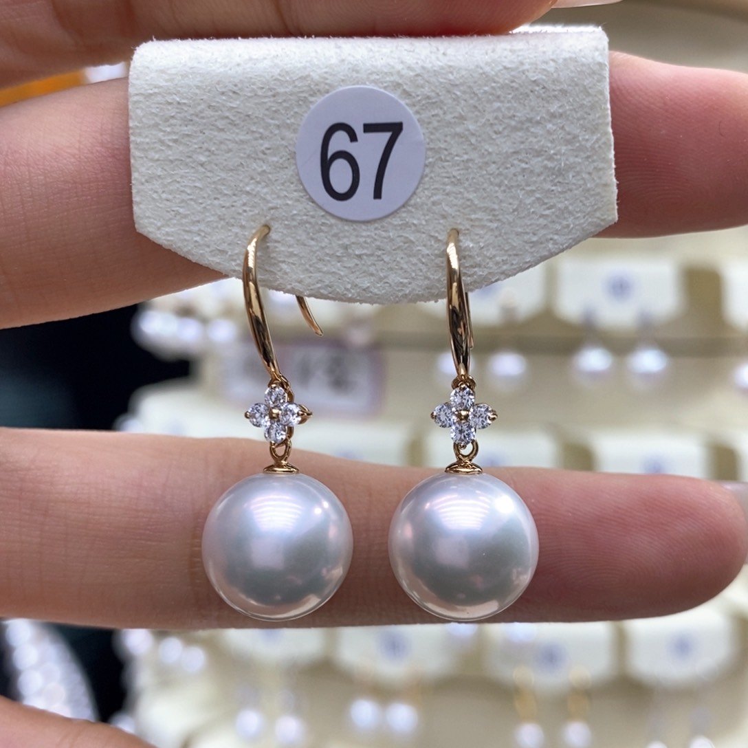 淡水珍珠耳饰18K金镶嵌