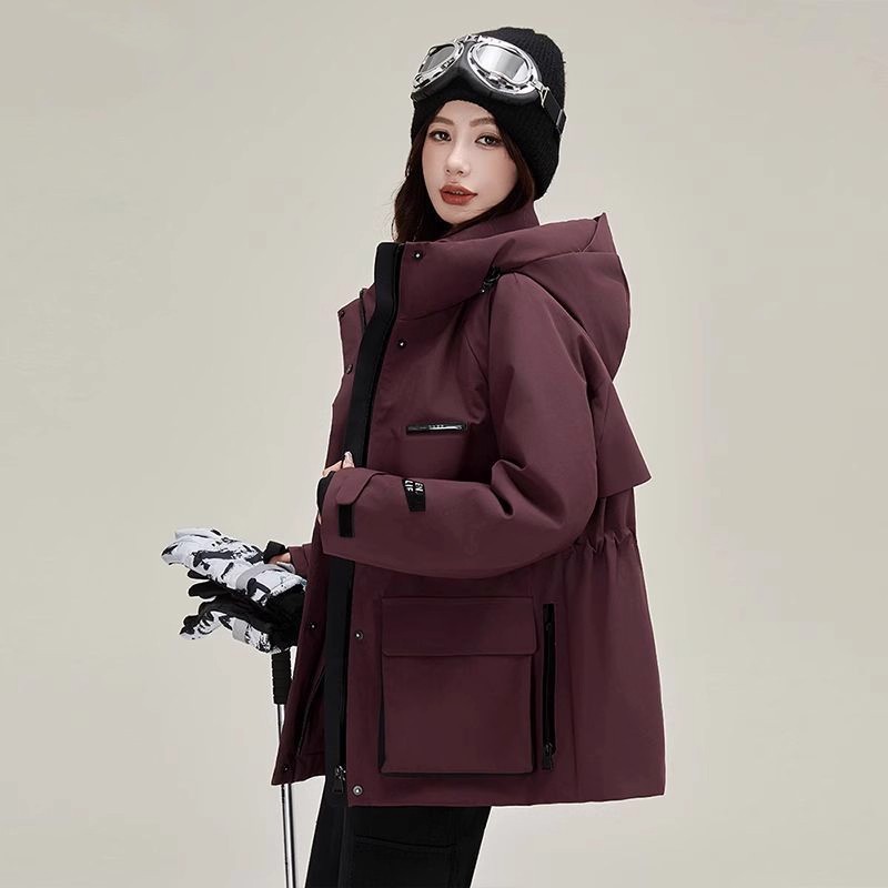 0307工装派克女长袖常规款插肩袖轻职风加厚三防短款连帽冲锋衣