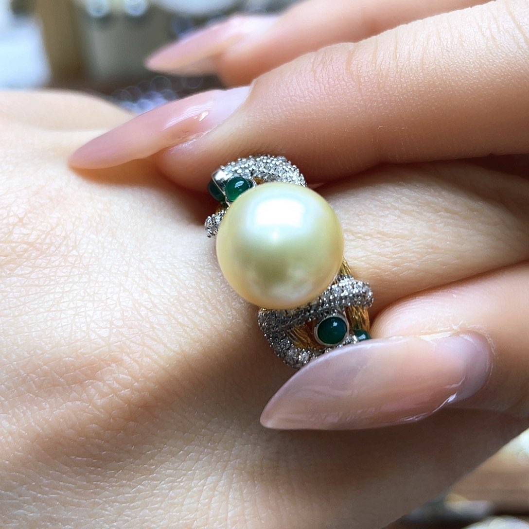 海水珍珠戒指银S925镶嵌