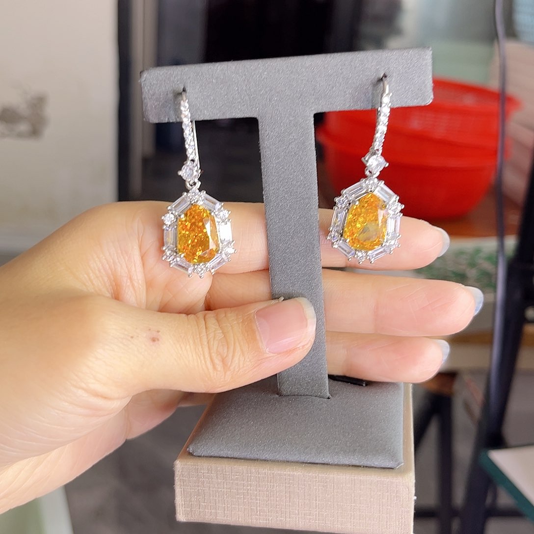 耳饰彩色蓝宝石银S925镶嵌