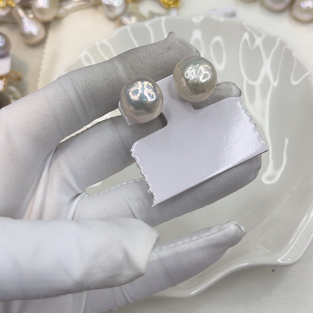 耳饰银S925镶嵌淡水珍珠