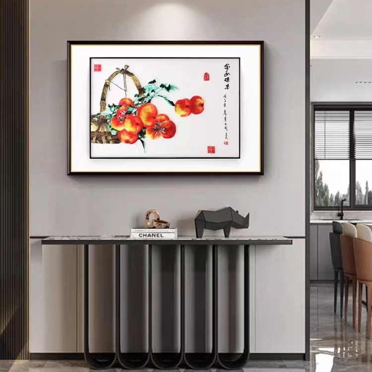 刺绣新中式装饰画客厅现代环保玄关餐厅楼梯间寓意挂画美好苏绣