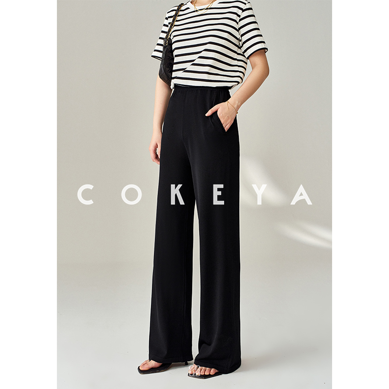 COKEYA/日松弛感舒适高腰宽松垂顺利落通勤直筒阔腿裤EWB2SY001