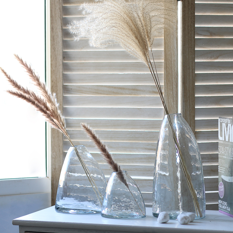 侘寂风手工花瓶假山玻璃花瓶吊钟马醉木新中式禅意书房玄关摆件