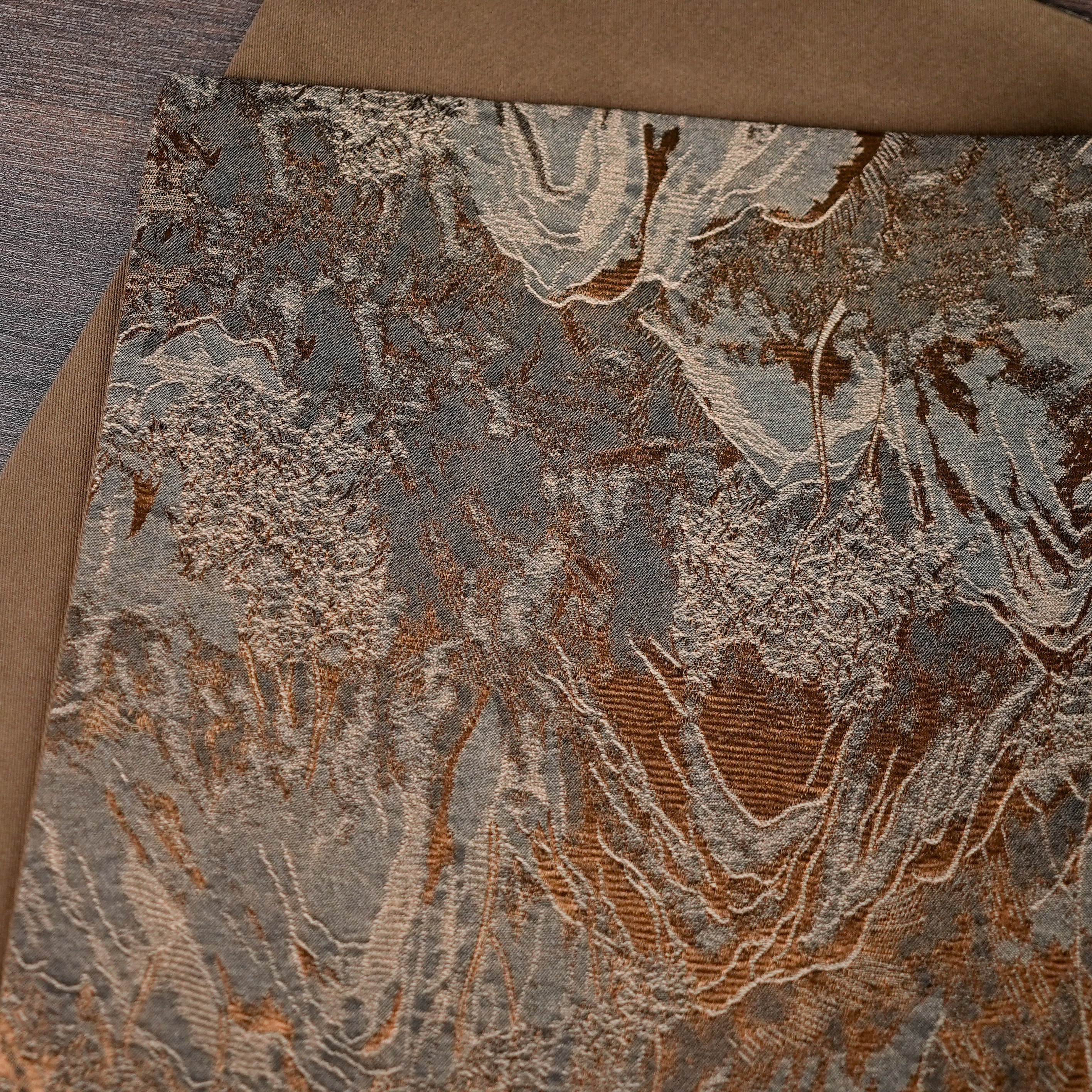 【风禾】老料香云纱 咖色山水纹 茶席 68*35cm 