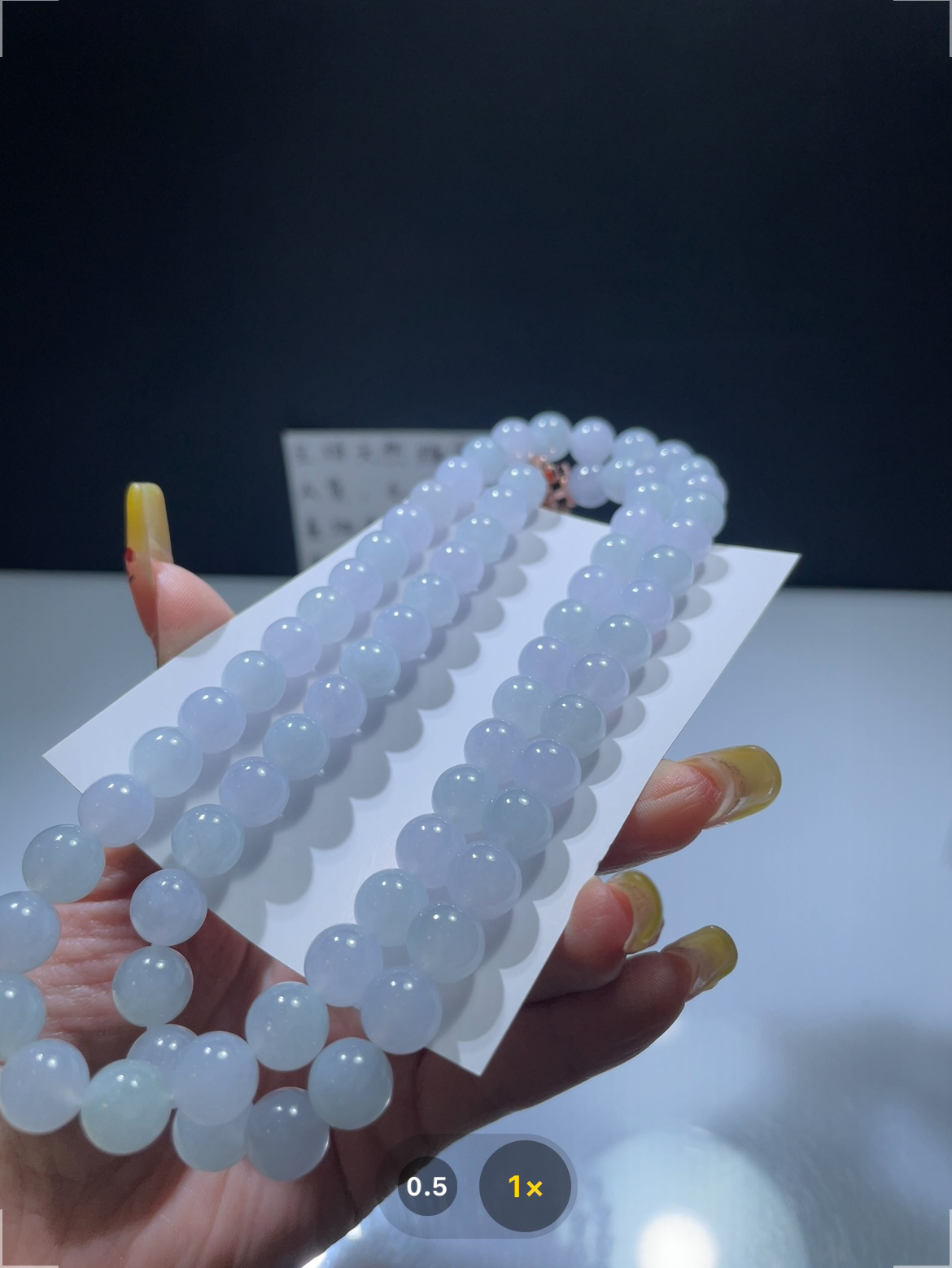 定制未镶嵌翡翠A货卡9左右淡冰胶马卡龙长链